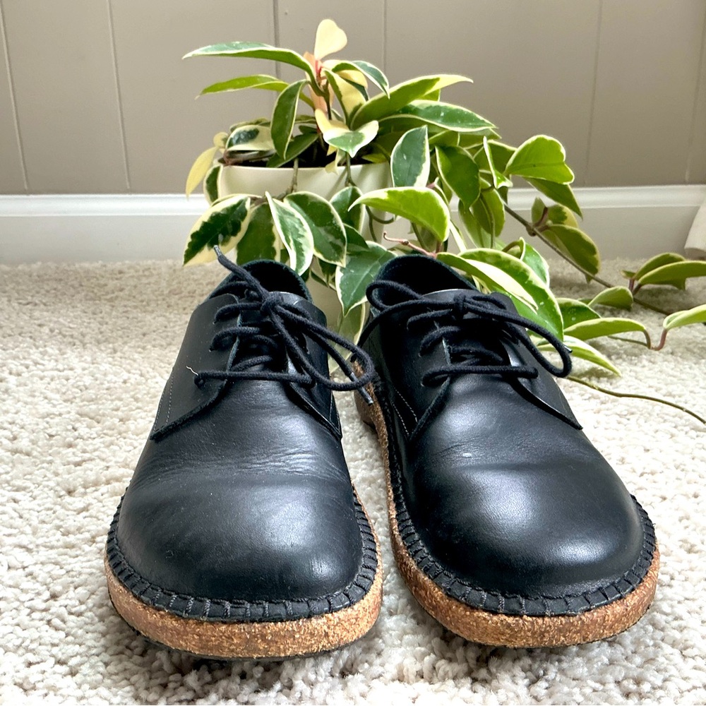Birkenstock Unisex “Gary” Black Leather Lace-Up Oxfords- Size 38 Narrow